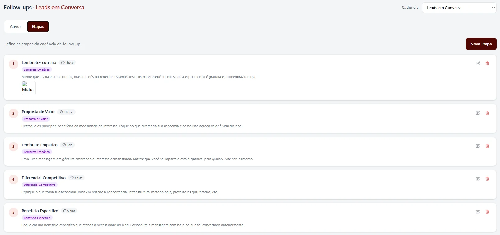 Follow-up automatizado no CRM