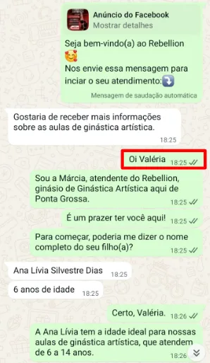 Conversa de WhatsApp 1 — IA agendando aula experimental